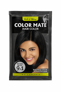 Краска для волос Колор Мейт Натуральный чёрный 9.1 (Color Mate Hair Color Natural Black 9.1), порошок в саше, 15 г - Color Mate AUU0145 фото