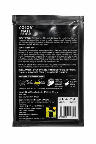 Фарба для волосся Колор Мейт Натуральний чорний 9.1 (Color Mate Hair Color Natural Black 9.1), порошок у саше, 15 г - Color Mate AUU0145 фото